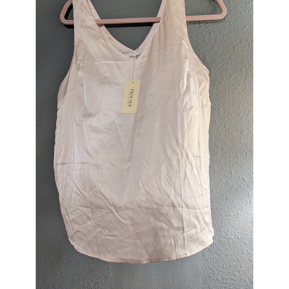 Ekouaer Women’s White Solid V-Neck Sleeveless Pullover Tank Top - Size L